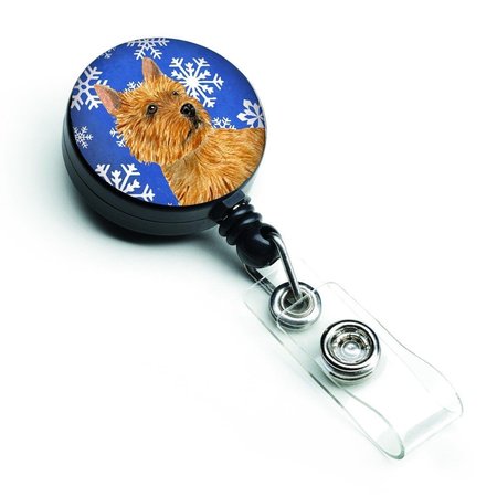 CAROLINES TREASURES Norwich Terrier Winter Snowflakes Holiday Retractable Badge Reel SS4637BR